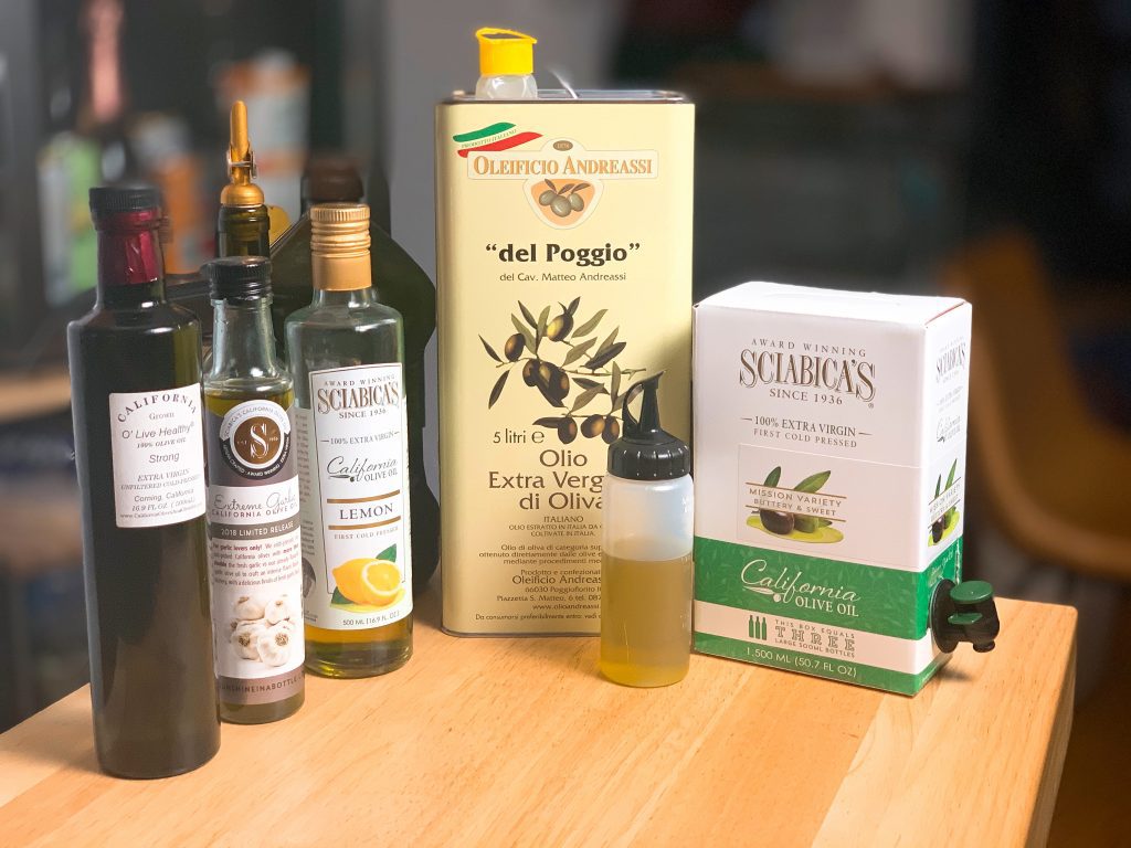A selection of olive oils